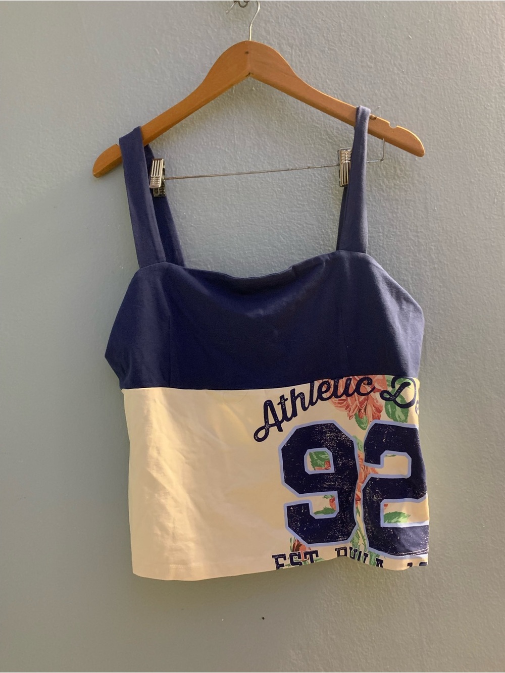 Maeve Navy and Cream Athletic 92 Graphic Tank
